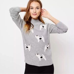 LOFT Gray Sweater with Dog Motif